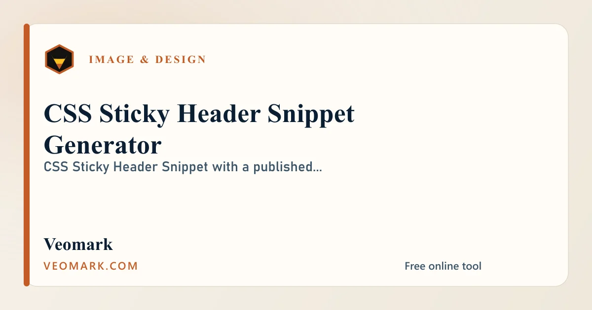CSS Sticky Header Snippet Generator visual