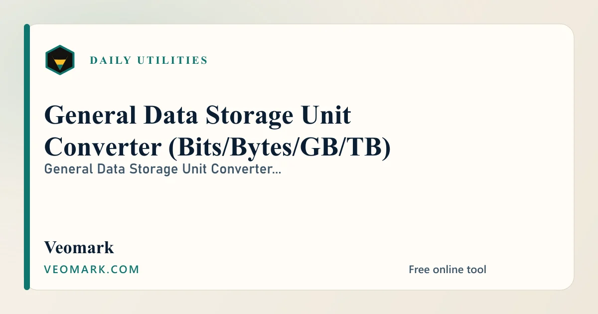 General Data Storage Unit Converter (Bits/Bytes/GB/TB) visual