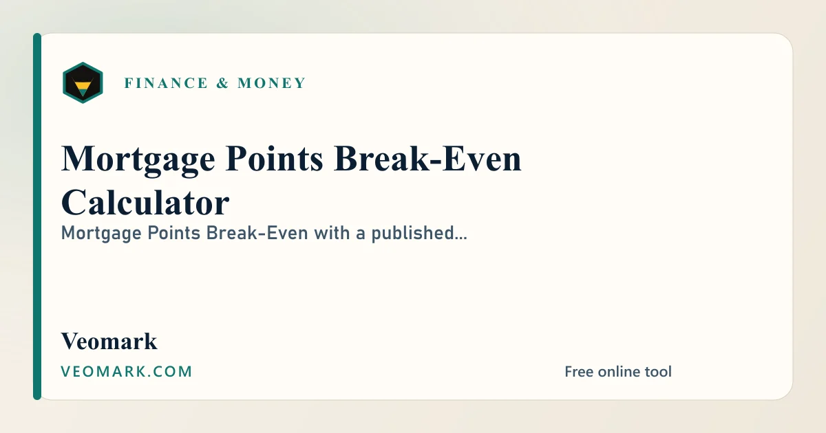 Mortgage Points Break-Even Calculator visual