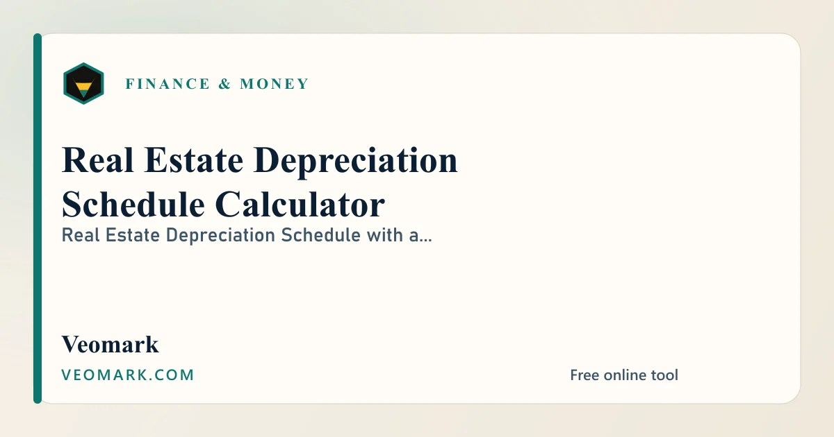 Real Estate Depreciation Schedule Calculator visual
