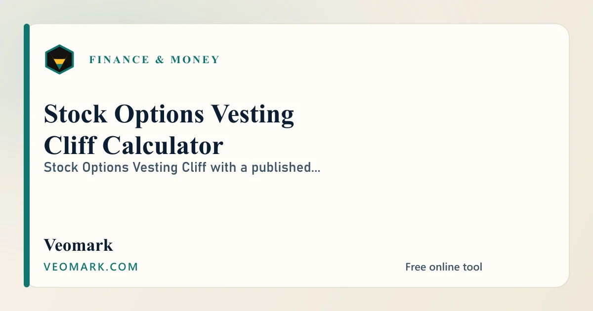 Stock Options Vesting Cliff Calculator visual