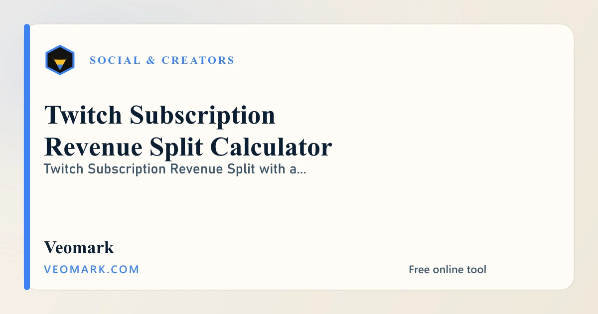 Twitch Subscription Revenue Split Calculator visual