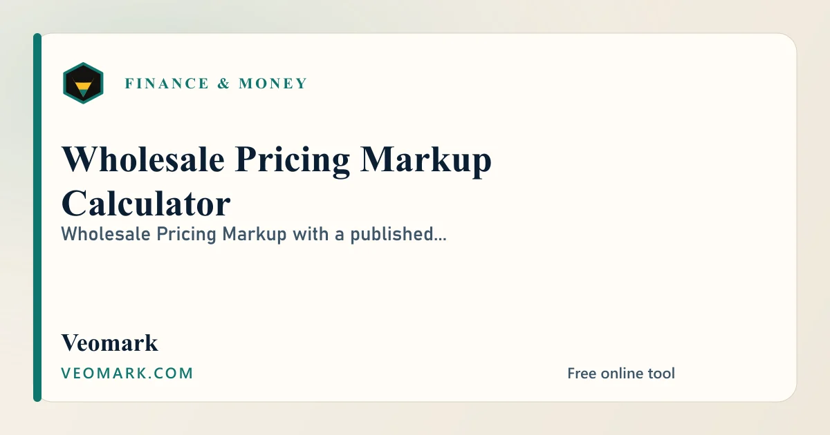 Wholesale Pricing Markup Calculator visual
